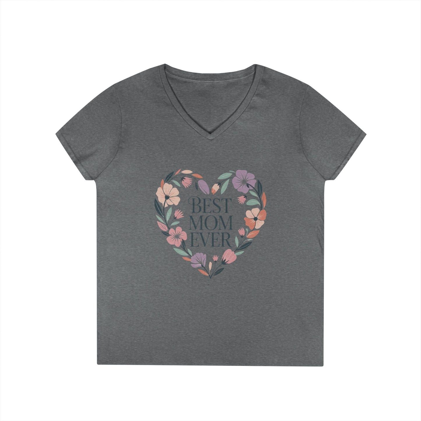 Best Mom Ever Floral V-Neck T-Shirt, Gift for Mom, Mother's Day Shirt, Floral Tee, Mothers Day Gift Shirt