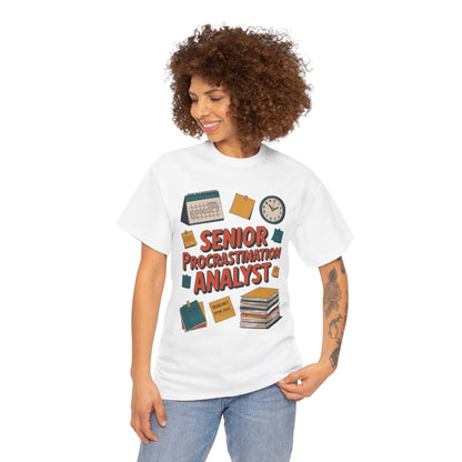Senior Procrastination Analyst Tee, Funny Office Shirt, Gift for Graduates, Motivation T-Shirt, Humor Apparel, Job Humor Clothing