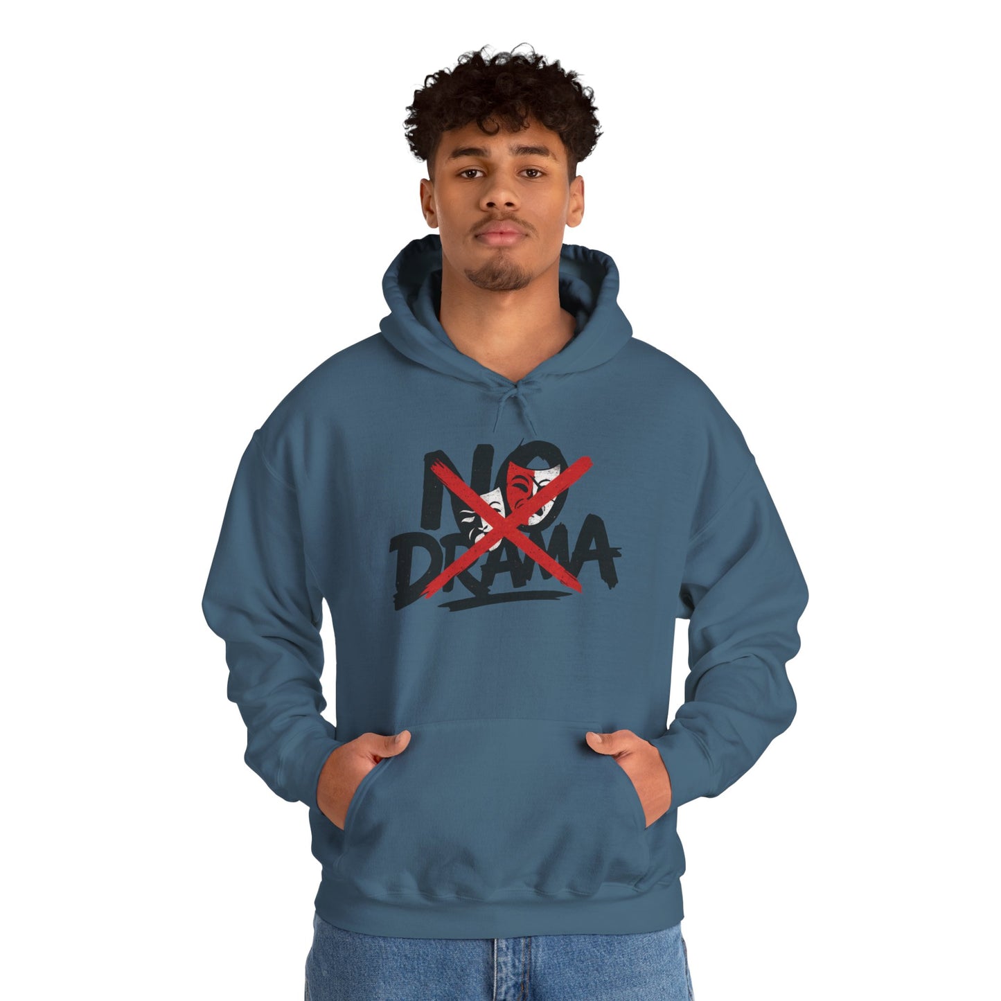No Drama Mens Hoodie, Cozy Hoodie, Everyday Wear, Gift for Friend, Casual Fashion, Relaxed Vibes