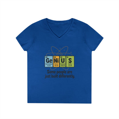Funny Womens Genius V-Neck T-Shirt, Funny Science Tee, Nerdy Humor Shirt, Periodic Table Nerd Shirt, Science Humor Tee