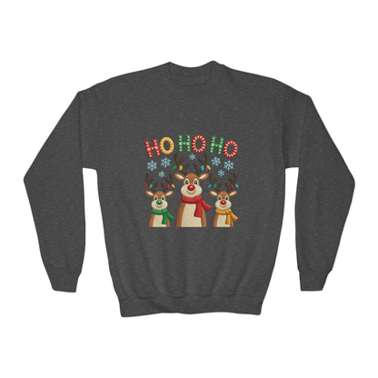 Ho Ho Ho Reindeer Sweatshirt for Girls, Cute Kids Christmas Pullover