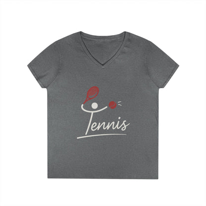 Ladies' V-Neck T-Shirt, Womens Tennis Graphic T-Shirt, Cute Sports Tee, Funny Workout Gym Top for Women