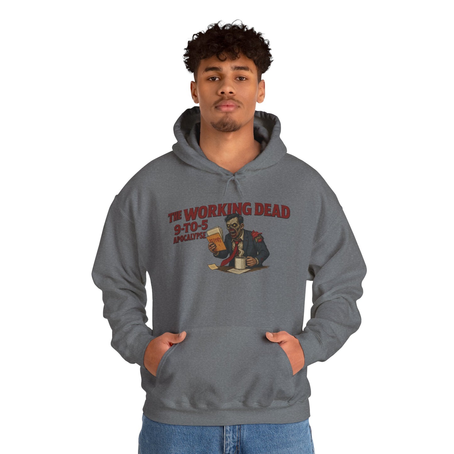 The Working Dead 9-to-5 Apocalypse Hoodie, Men's Horror Office Zombie Sweatshirt, Halloween Zombie Work Top