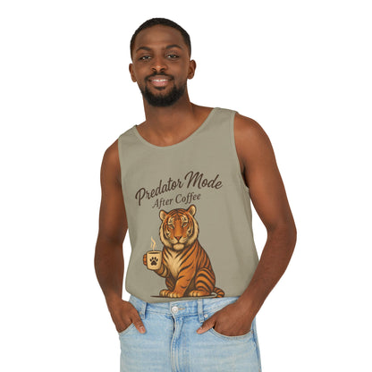 Predator Mode After Coffee Tank Top - Funny Coffee Lover Mens Muscle Tank - Tiger Caffeine Gym Shirt - Morning Motivation Top