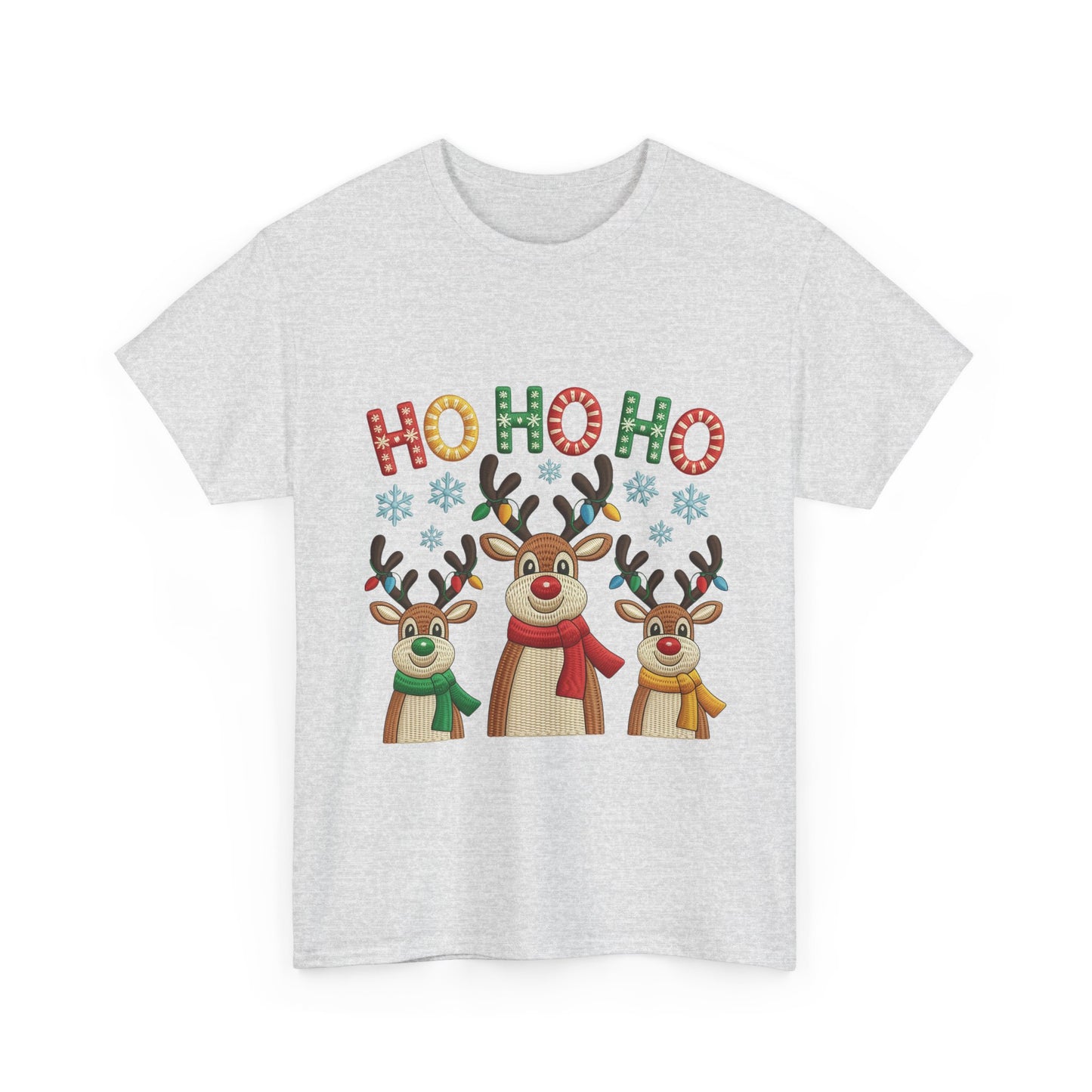 Ho Ho Ho Reindeer T-Shirt, Cute Christmas Tee for Women