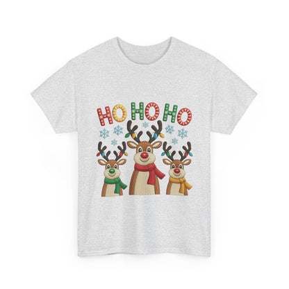 Ho Ho Ho Reindeer T-Shirt, Cute Christmas Tee for Women