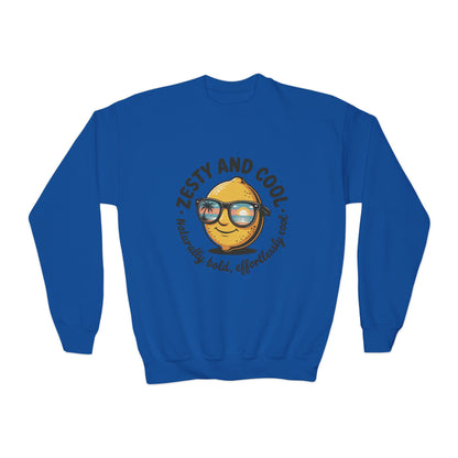 Zesty and Cool Youth Crewneck Sweatshirt, Casual Kidswear, Trendy Youth Fashion, Gift for Birthdays, Fun Daily Wear, Summer Vibes