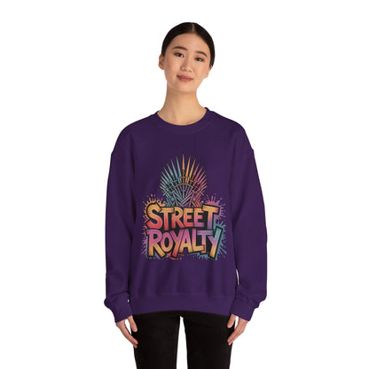Street Royalty Women's Crewneck Sweatshirt, Graffiti Crown Graphic Pullover, Urban Streetwear Top