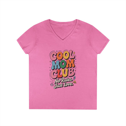 Cool Mom Club V-Neck T-Shirt, Fun Mom Shirt, Gift for Moms, Casual Graphic Tee, Mother's Day Gift, No Rules Just Love