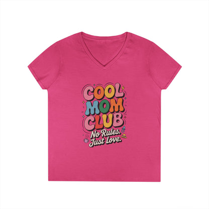 Cool Mom Club V-Neck T-Shirt, Fun Mom Shirt, Gift for Moms, Casual Graphic Tee, Mother's Day Gift, No Rules Just Love