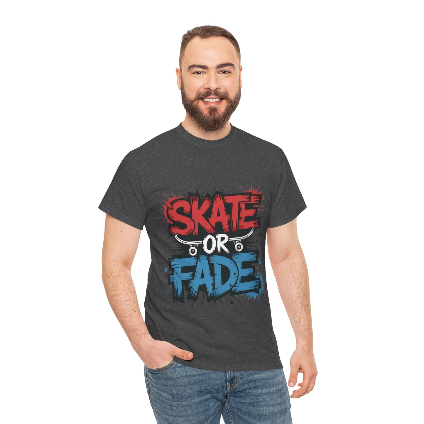 Skate Or Fade Men's T-Shirt, Graffiti Skateboarding Graphic Tee, Urban Streetwear Skater Top
