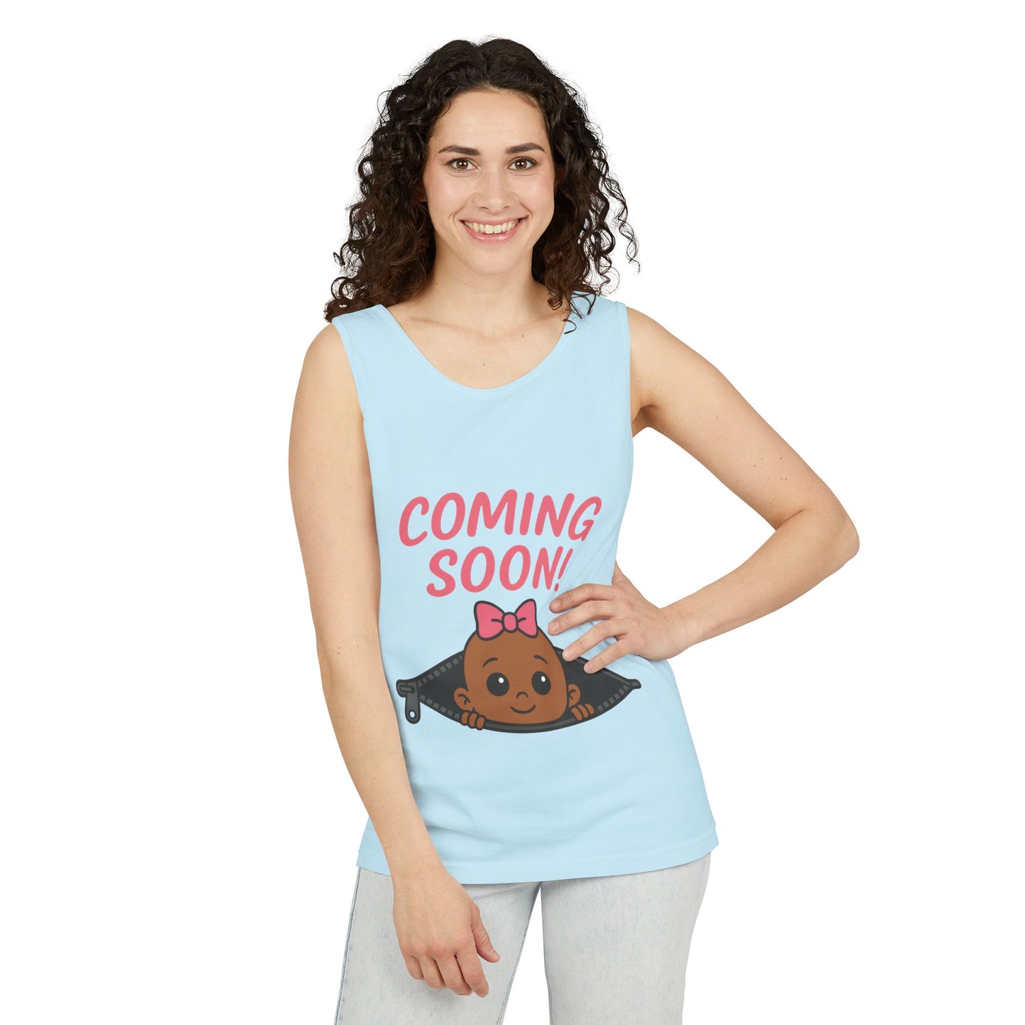 Coming Soon Maternity  Tank Top, Cute Baby Girl Pregnancy Announcement Shirt, Expecting Mom Gift, Gender Reveal Tank, Baby Shower Gift