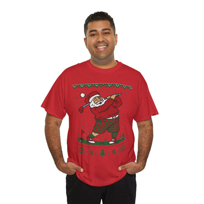 Funny Golfing Santa Christmas T-Shirt, Ugly Christmas Golf Shirt for Men, Holiday Golf Player Tee
