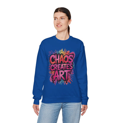 Women's Heavy Blend™ Crewneck Sweatshirt, Chaos Creates Art Graffiti Sweatshirt, Streetwear Sweatshirt