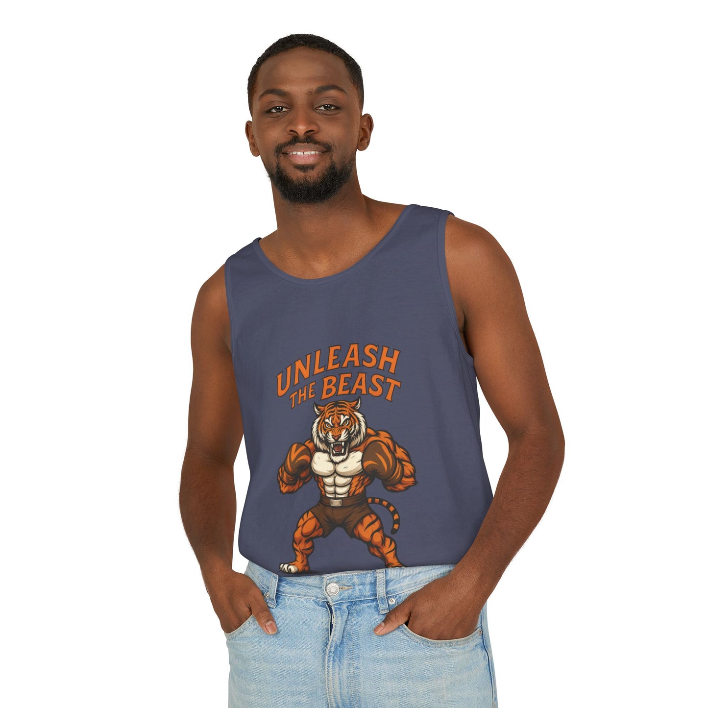 Unleash The Beast Tiger Gym Tank Top - Mens Workout Muscle Tank, Fitness Motivation Sleeveless Shirt, Bodybuilding Top, Strong Beast Gym Top