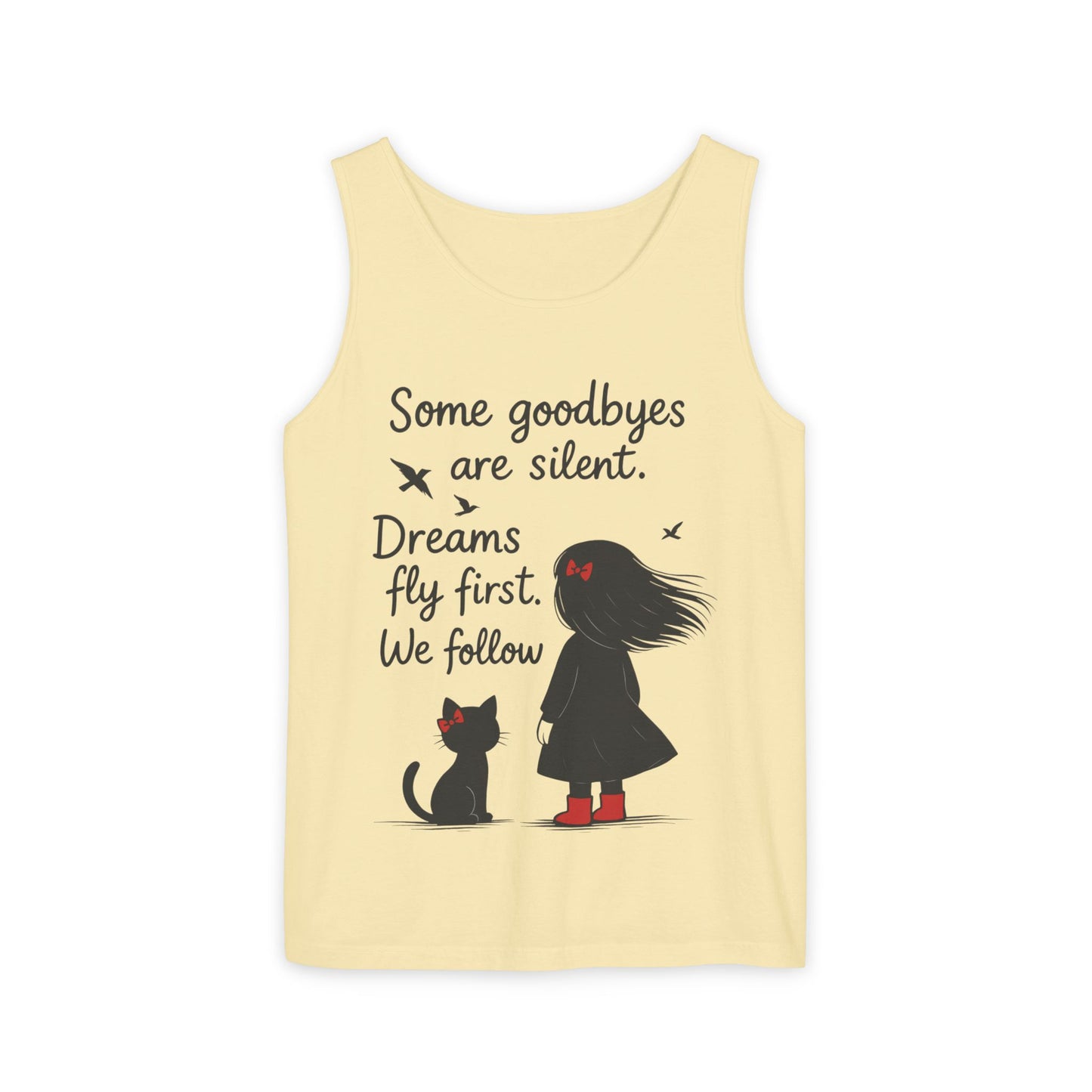 Minimalist Tank Top, Womens Tank, Girl & Cat Art Print, Emotional Lightweight Summer Shirt,  Inspirational Apparel, Cat Lover Gift