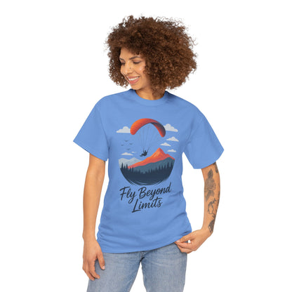Paragliding Adventure T-Shirt, Mountain Landscape Tee, Nature Travel Lover Shirt, Outdoor Hiking Gift, Unisex Heavy Cotton Tee