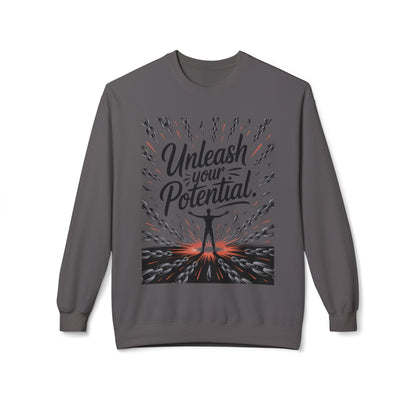 Unleash Your Potential Men's Sweatshirt, Motivational Crewneck, Inspirational Gift For Men, Gift for Graduates, Personal Growth Apparel