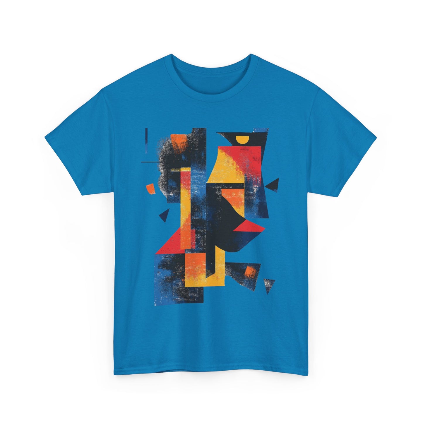 Abstract Geometric Art T-Shirt, Colorful Unisex Heavy Cotton Tee, Modern Artistic Shirt, Bold Graphic Print Tee