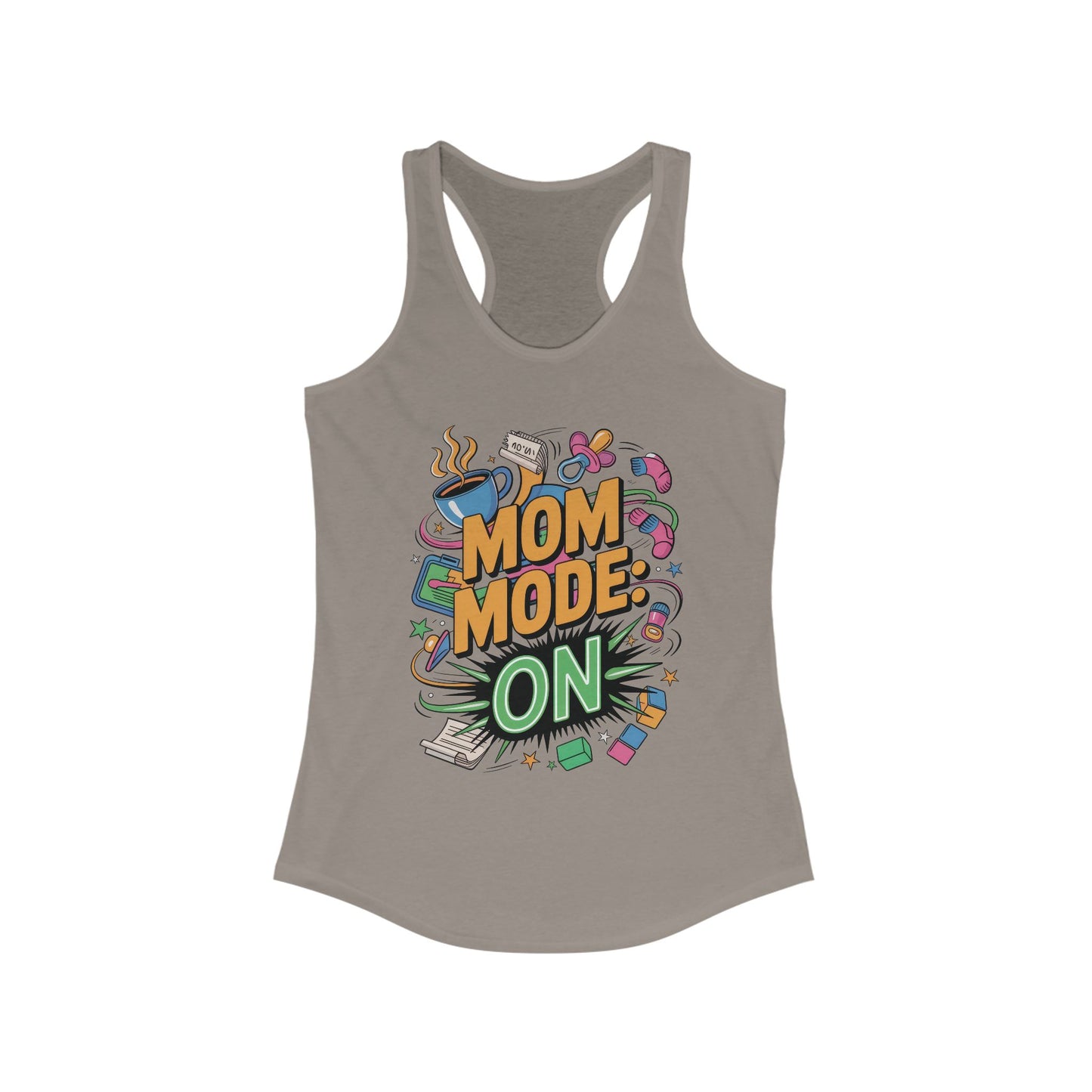 Mom Mode On Racerback Tank, Gift for Mom, Mother's Day Gift, Mother's Day Humor Top, Cute Mama Life Graphic Tee
