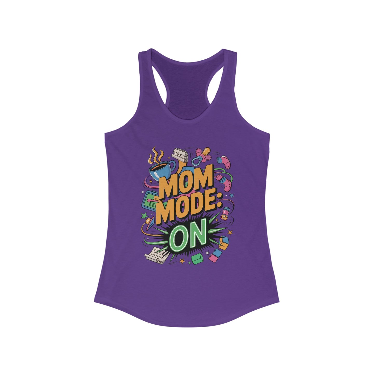 Mom Mode On Racerback Tank, Gift for Mom, Mother's Day Gift, Mother's Day Humor Top, Cute Mama Life Graphic Tee