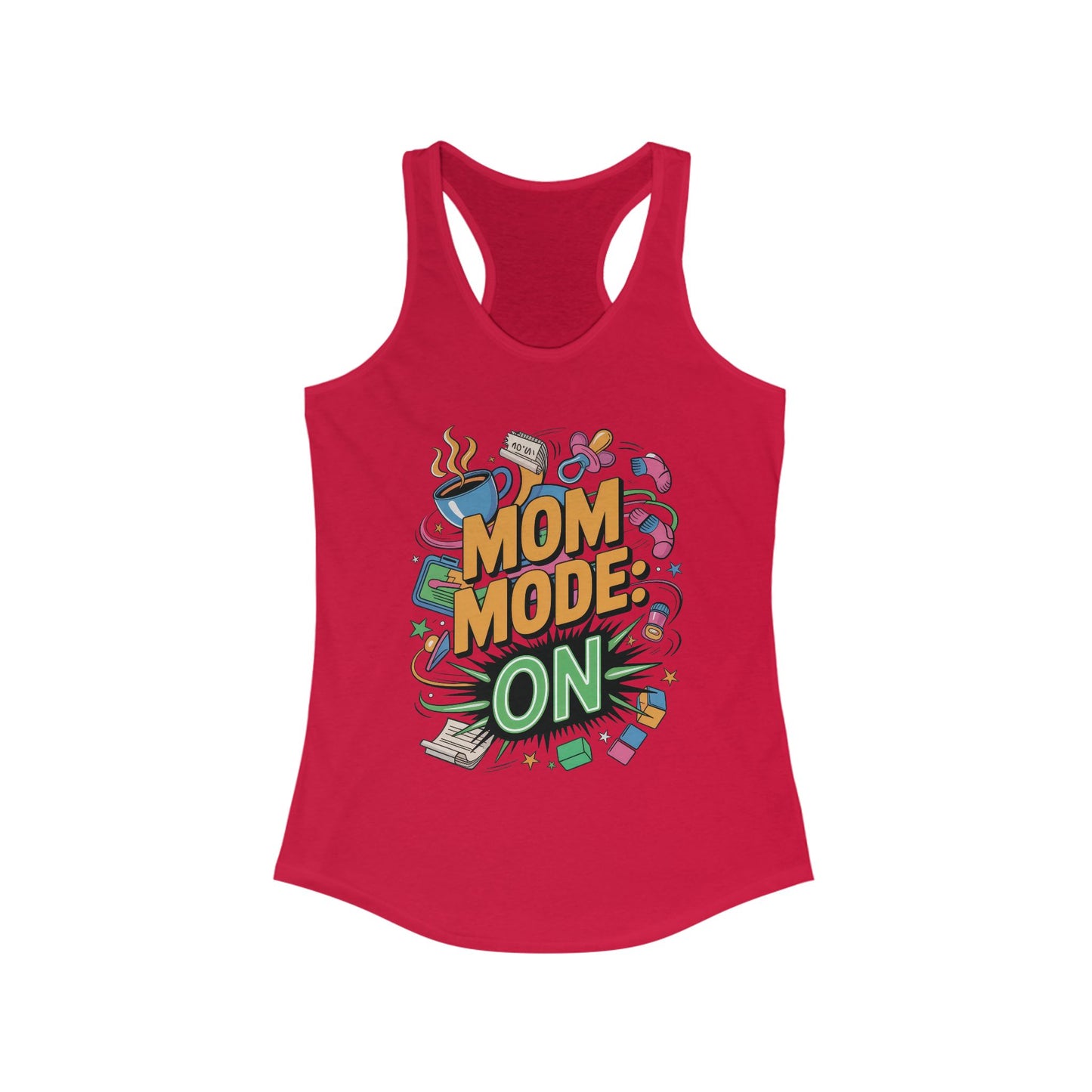 Mom Mode On Racerback Tank, Gift for Mom, Mother's Day Gift, Mother's Day Humor Top, Cute Mama Life Graphic Tee