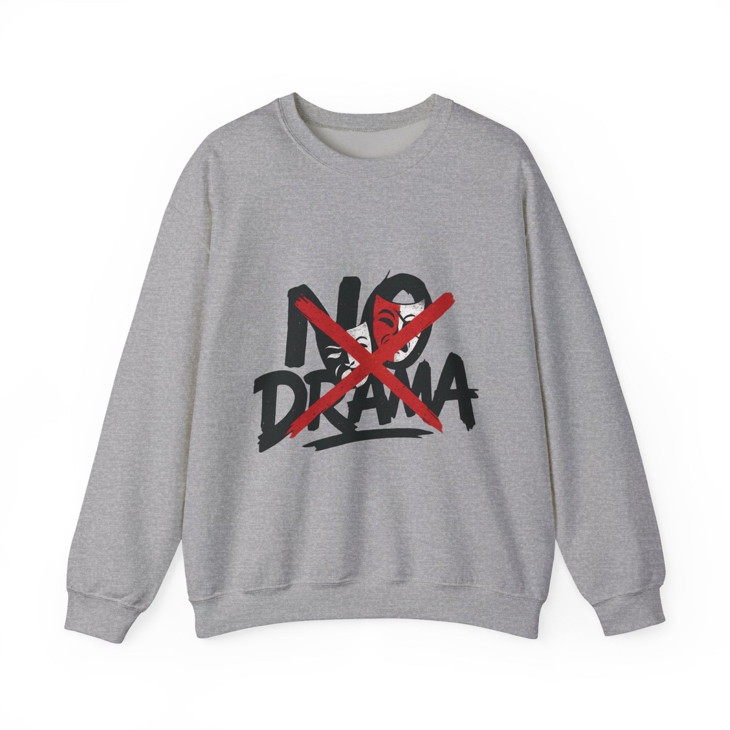No Drama Mens Crewneck Sweatshirt, Casual Everyday Wear, Gift for Friends, Relaxed Vibes, Comfortable Fashion