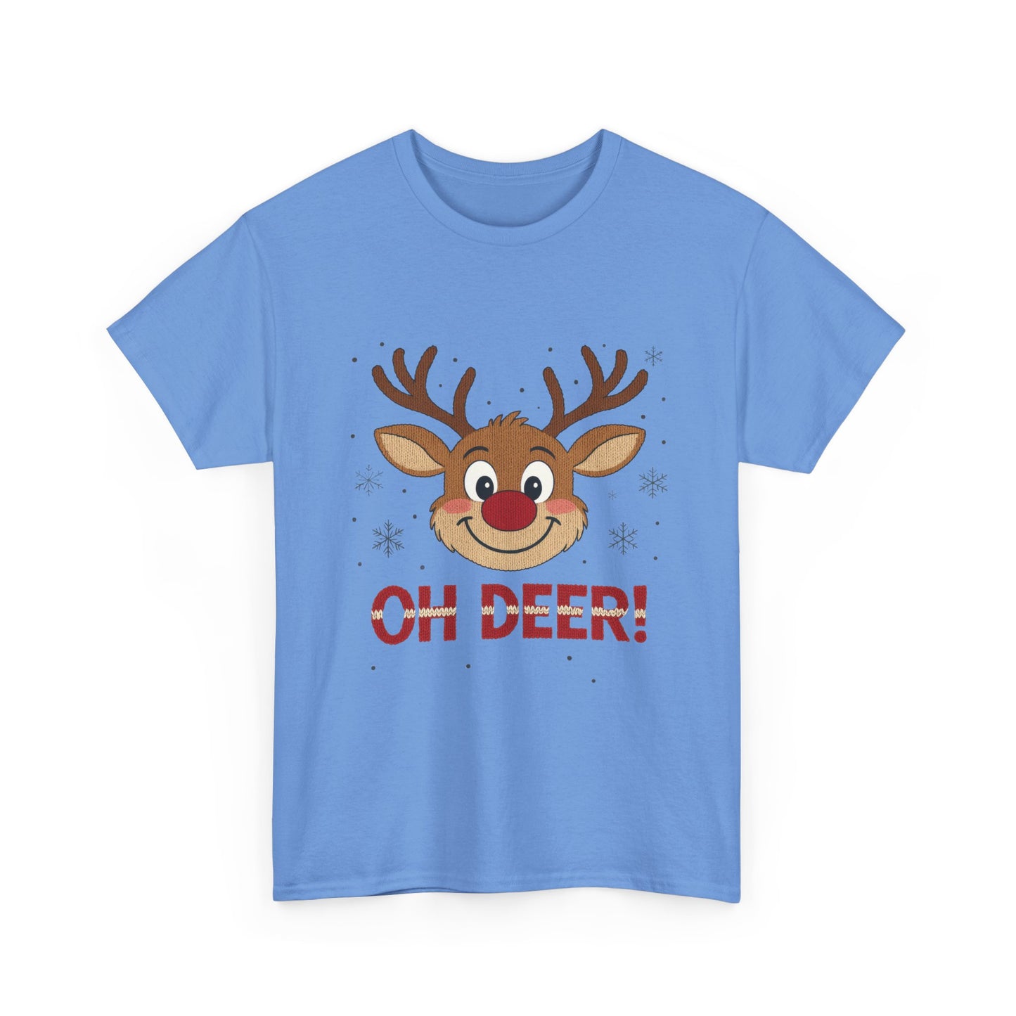 Women's Oh Deer Christmas T-Shirt, Cute Reindeer Holiday Graphic Tee, Women's Heavy Cotton Tee