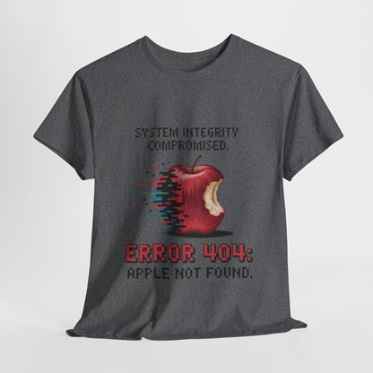 Error 404 Apple Not Found T-Shirt, Glitch Pixel Tech Tee, Funny Nerd Shirt, Unisex Retro Graphic Tee, Geeky T-Shirt, Techie Gift
