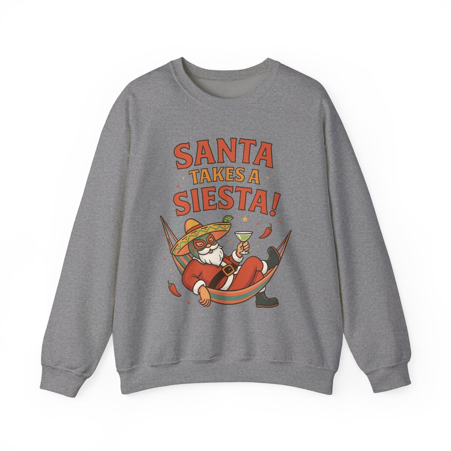 Santa Takes a Siesta Funny Christmas Sweatshirt for Men, Mexican Holiday Jumper