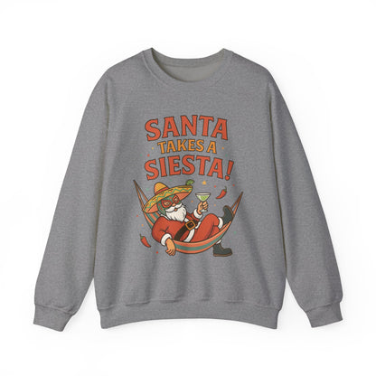 Santa Takes a Siesta Funny Christmas Sweatshirt for Men, Mexican Holiday Jumper
