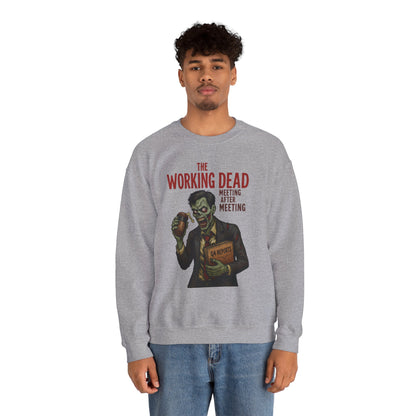 The Working Dead Men's Funny Zombie Sweatshirt, Office Humor Crewneck, Halloween Work Top