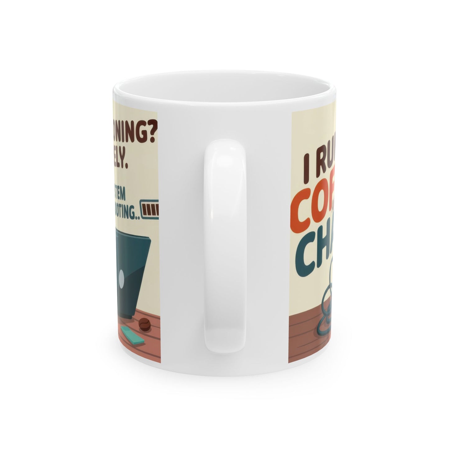 Funny Robot Coffee Mug, I Run on Coffee and Chaos, Tired Office Humor Cup, Lazy Tech Lover Gift, Gift for Coffee Lovers, Office Humor