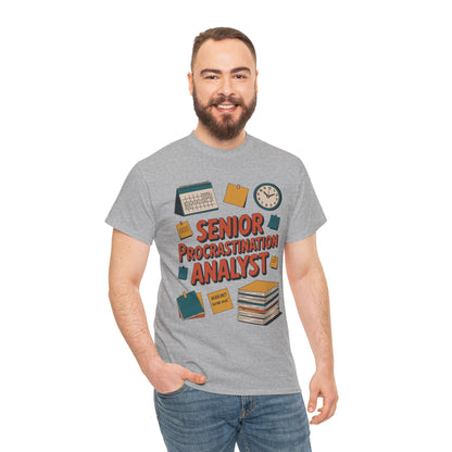 Senior Procrastination Analyst Tee, Funny Office Shirt, Gift for Graduates, Motivation T-Shirt, Humor Apparel, Job Humor Clothing