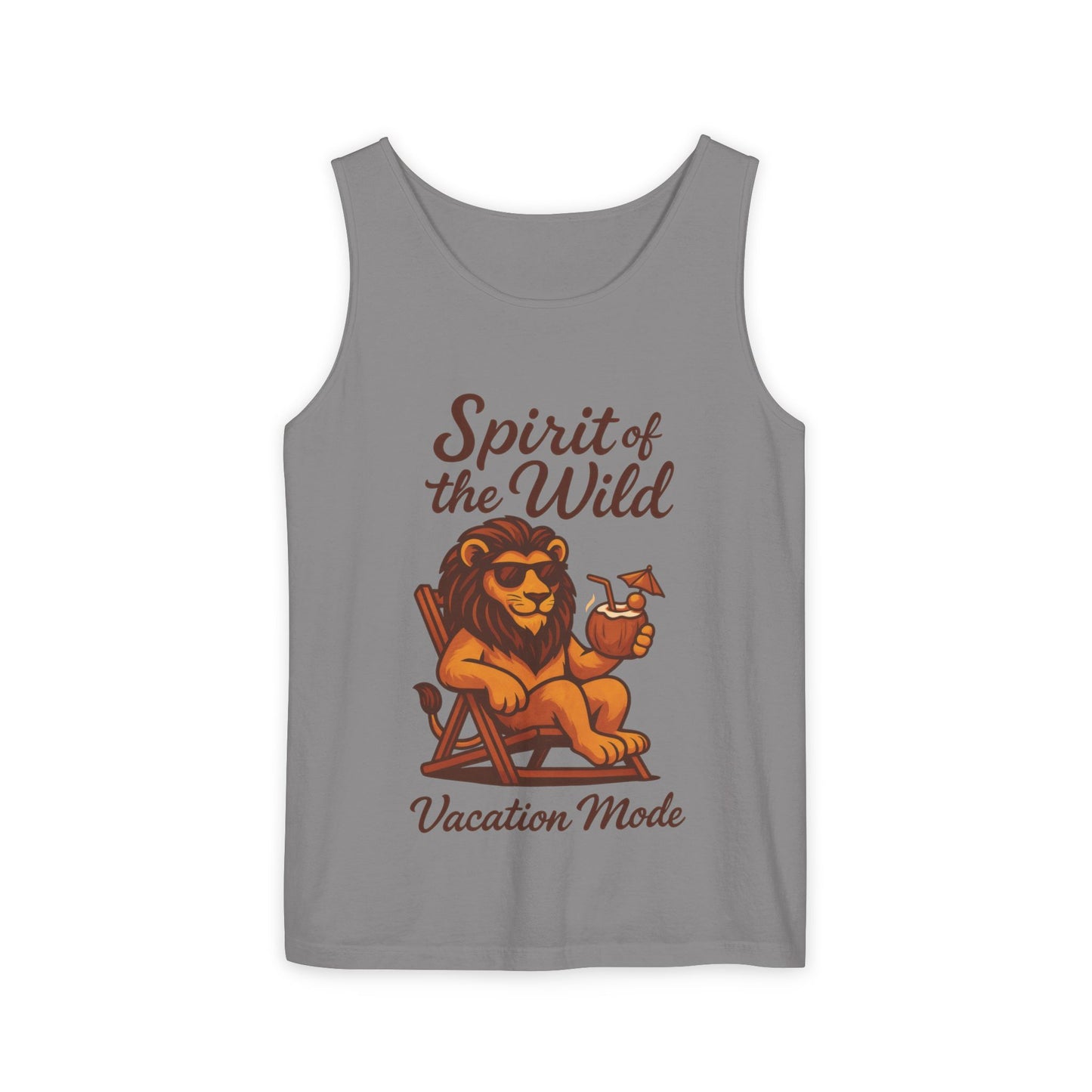 Spirit of the Wild Lion Tank Top - Vacation Mode Funny Summer Sleeveless Shirt for Men, Summer Wear, Graphic Tees, Beach Outfit