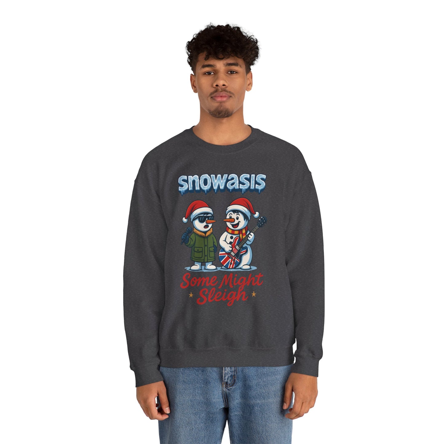 Snowasis Some Might Sleigh Men's Christmas Sweatshirt, Funny Rock Holiday Sweater