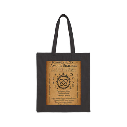 Amoris Sigillum Love Spell Tote Bag, Love Binding Sigil, Full Moon Romance Symbol, Mystic Heart Knot, Gothic Witch Spellbook Illustration