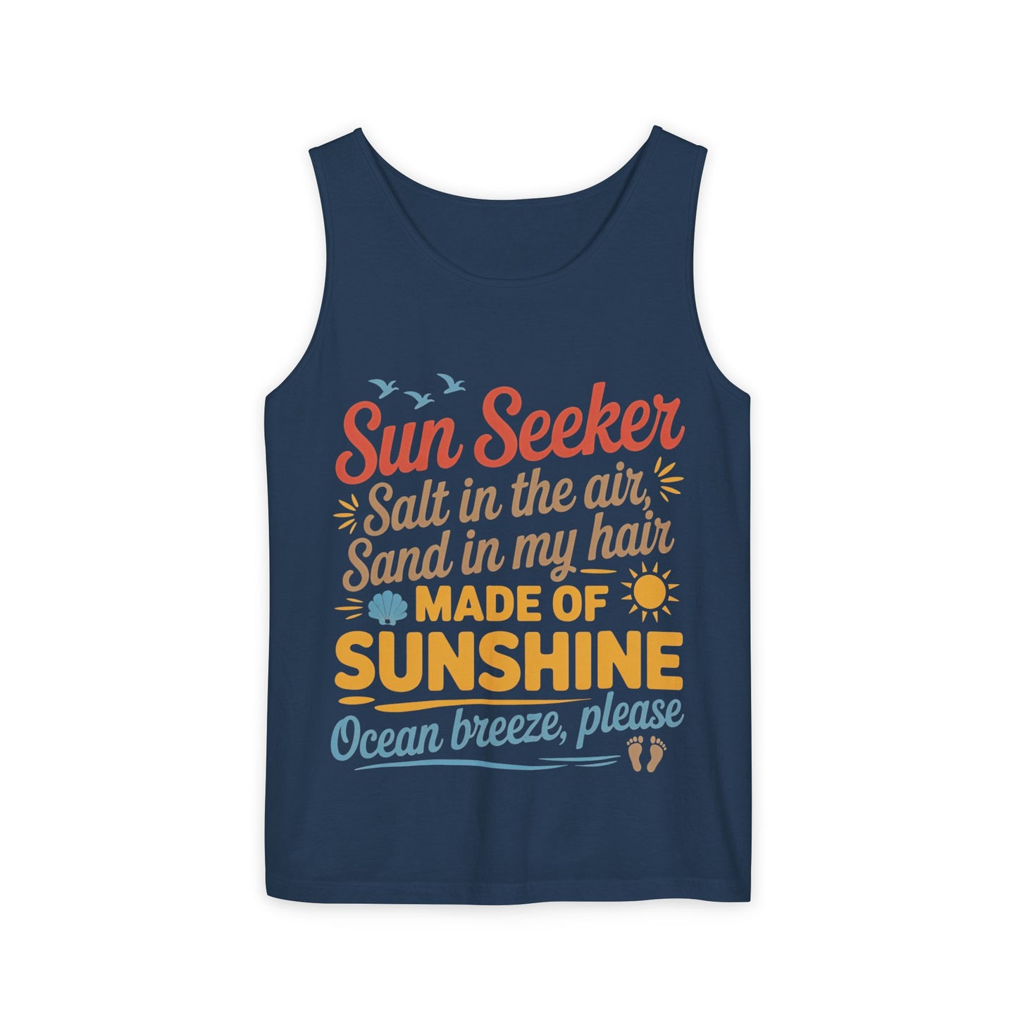 Sun Seeker Summer Quote Tank Top, Made of Sunshine Beach Vibes Tee, Ocean Breeze Please Tank Top for Women, Salt in the Air Sand Top