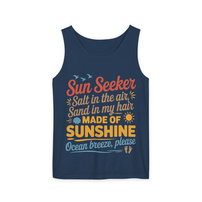 Sun Seeker Summer Quote Tank Top, Made of Sunshine Beach Vibes Tee, Ocean Breeze Please Tank Top for Women, Salt in the Air Sand Top