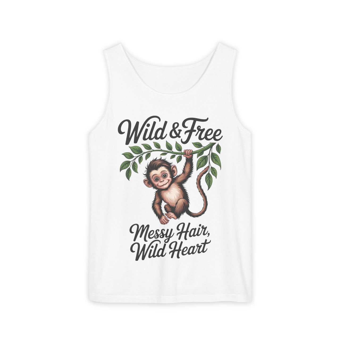 Wild & Free Monkey Tank Top, Messy Hair Wild Heart Womens Tank, Cute Jungle Animal Shirt, Boho Adventure Tank, Fun Nature Lover Gift