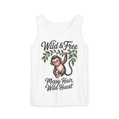 Wild & Free Monkey Tank Top, Messy Hair Wild Heart Womens Tank, Cute Jungle Animal Shirt, Boho Adventure Tank, Fun Nature Lover Gift