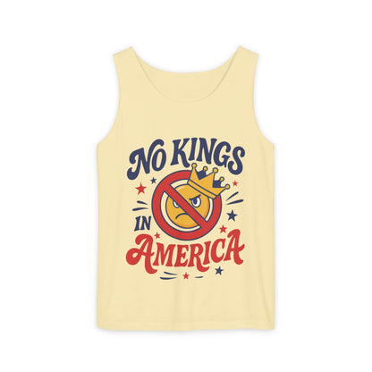 No Kings in America Tank Top - Funny Patriotic Anti Monarchy Sleeveless Shirt - USA Freedom Top, Unisex Summer Apparel, USA Independence Day