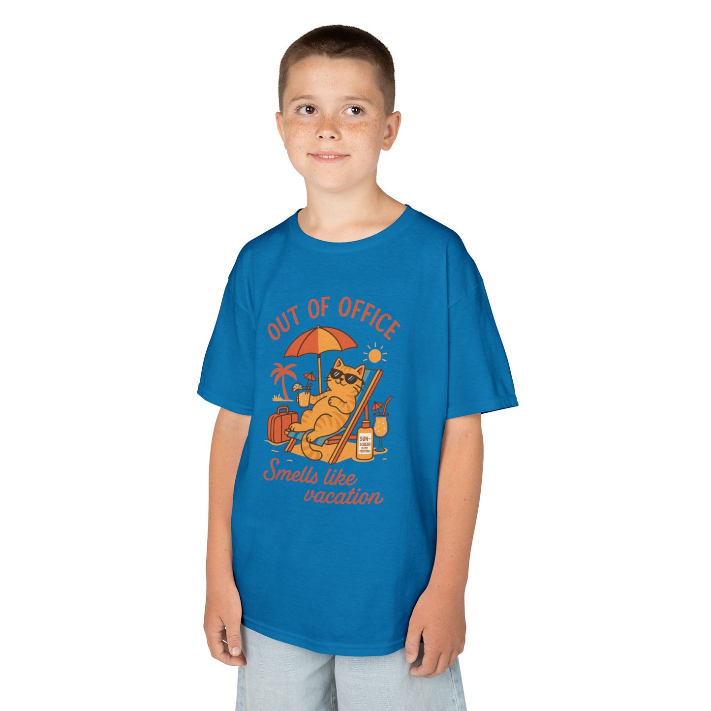 Funny Cat Vacation T-Shirt for Kids, Out of Office Beach Shirt, Summer Holiday Tee, Summer Fun, Beachwear, Travel Tee, Gift for Kids