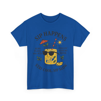 Sip Happens Womens T-Shirt, Funny Summer Drink Graphic Tee, Stay Cool Sip Slow Lemonade Shirt, , Beach Wear, BBQ Parties, Chill Summer Vibes
