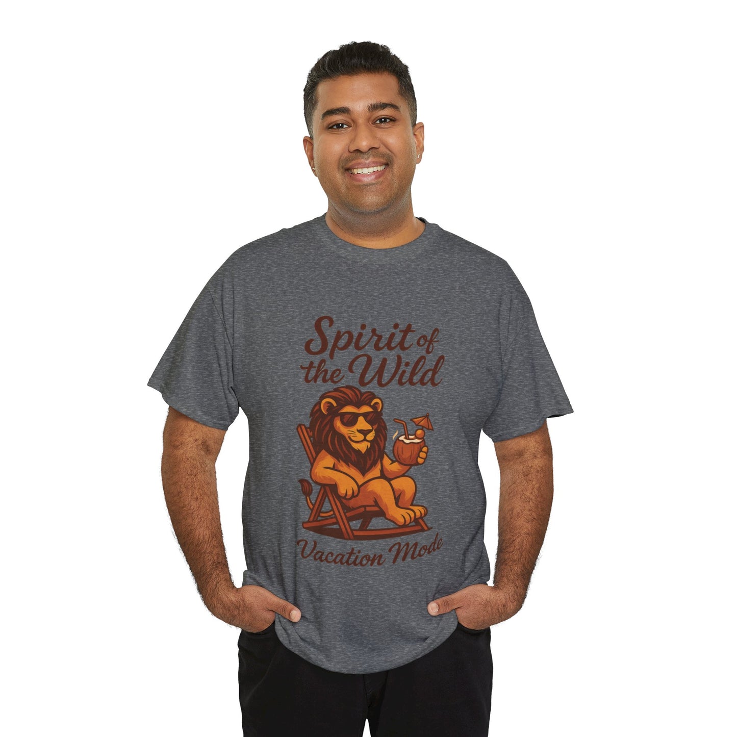 Spirit of the Wild Lion Shirt for Men - Vacation Mode Funny Summer Tee - Relaxed Jungle King Graphic, Vacation Mode, Perfect for Vacations