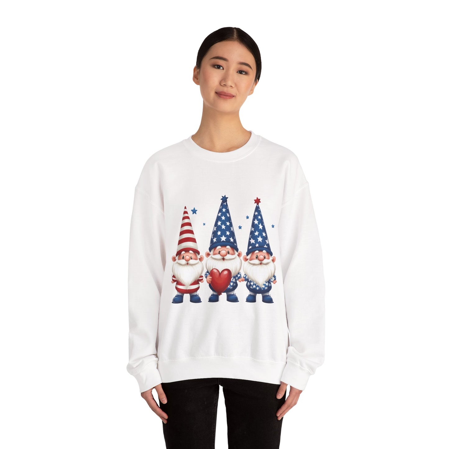 Patriotic Gnome Sweatshirt, Cozy Casual Wear for Independence Day, Gift for Gnome Lovers, 4th of July Apparel, All-Year Comfort
