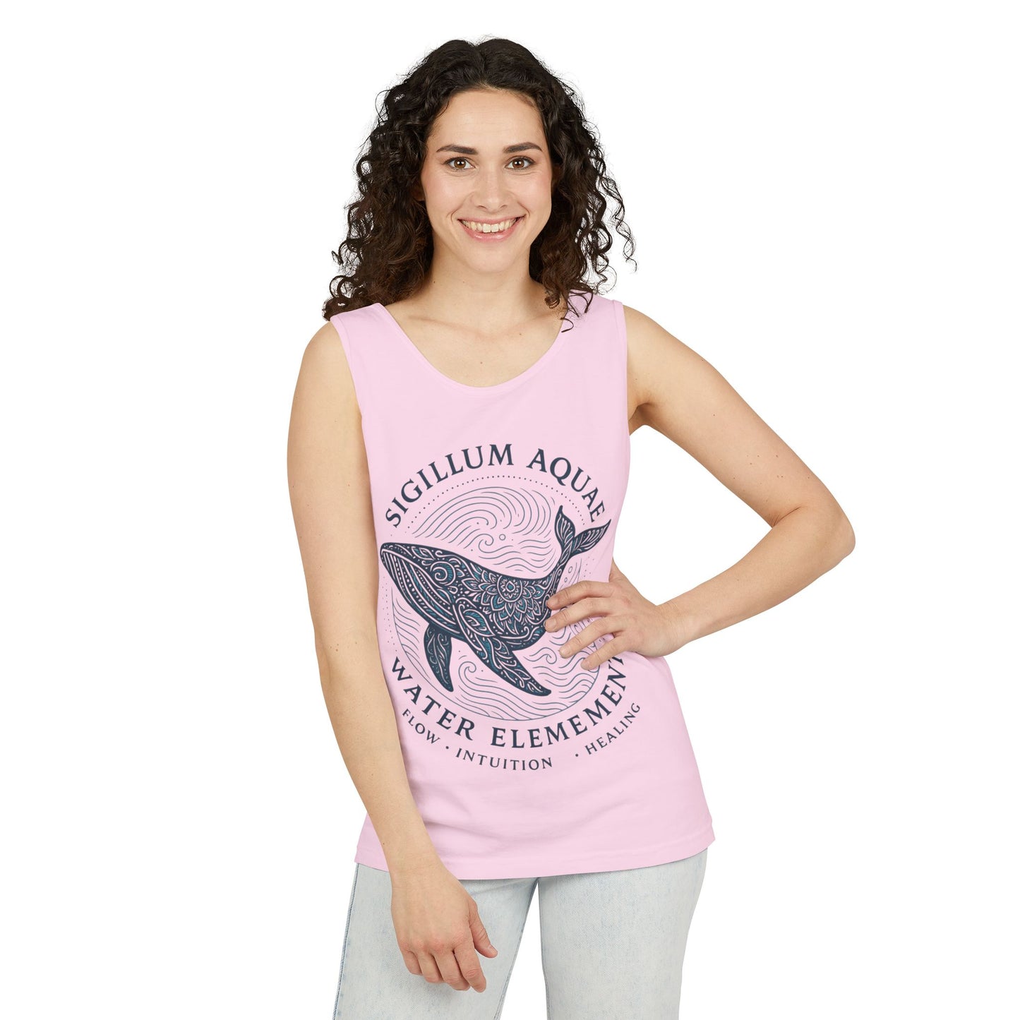 Water Element Whale Tank Top, Sigillum Aquae Symbol, Spiritual Ocean Totem Tee, Nature Energy Tee, Beachwear, Mindfulness Fashion