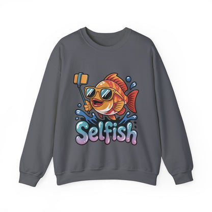 Selfish Womens Sweatshirt, Funny Selfie Pullover, Cute Ocean Pun Sweater, Playful Sea Life Gift, Fun Gift for Fish Lovers, Fishing Apparel
