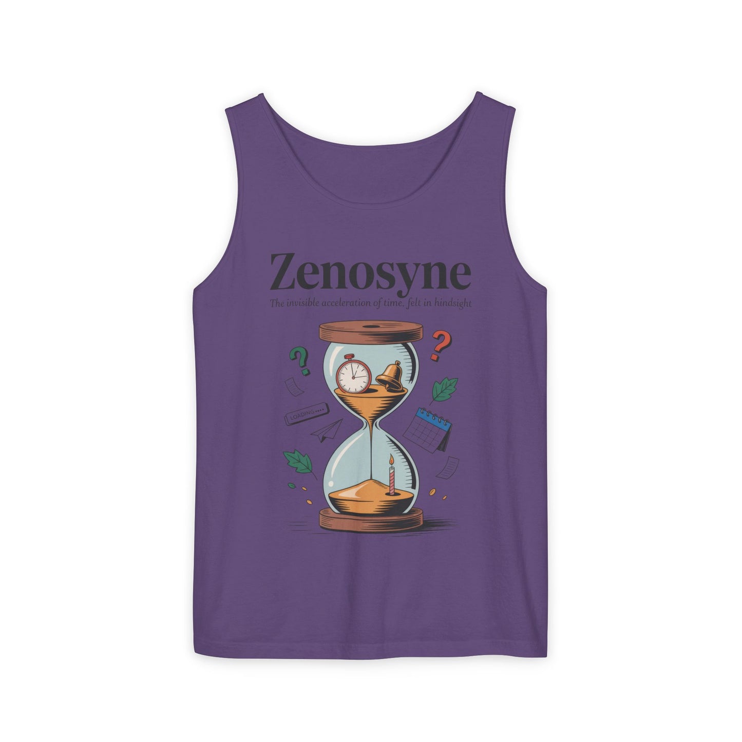 Zenosyne Tank Top, Unisex Garment-Dyed Tee, Time Awareness Gift, Casual Summer Wear, Philosophy Shirt, Unique Everyday Apparel