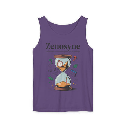 Zenosyne Tank Top, Unisex Garment-Dyed Tee, Time Awareness Gift, Casual Summer Wear, Philosophy Shirt, Unique Everyday Apparel